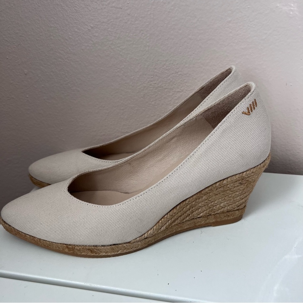 Roses Canvas V Cut Espadrille Wedges - Picture 8 of 16